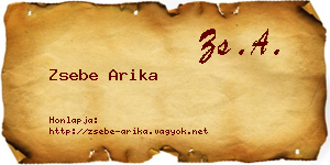 Zsebe Arika névjegykártya